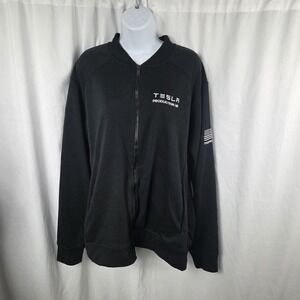 Tesla Jacket Mens XL Black Full Zip Bomber Production HR Fremont Embroidered